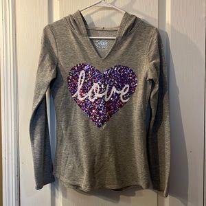 Justice Purple Love Heart Lightweight Hoodie size 12